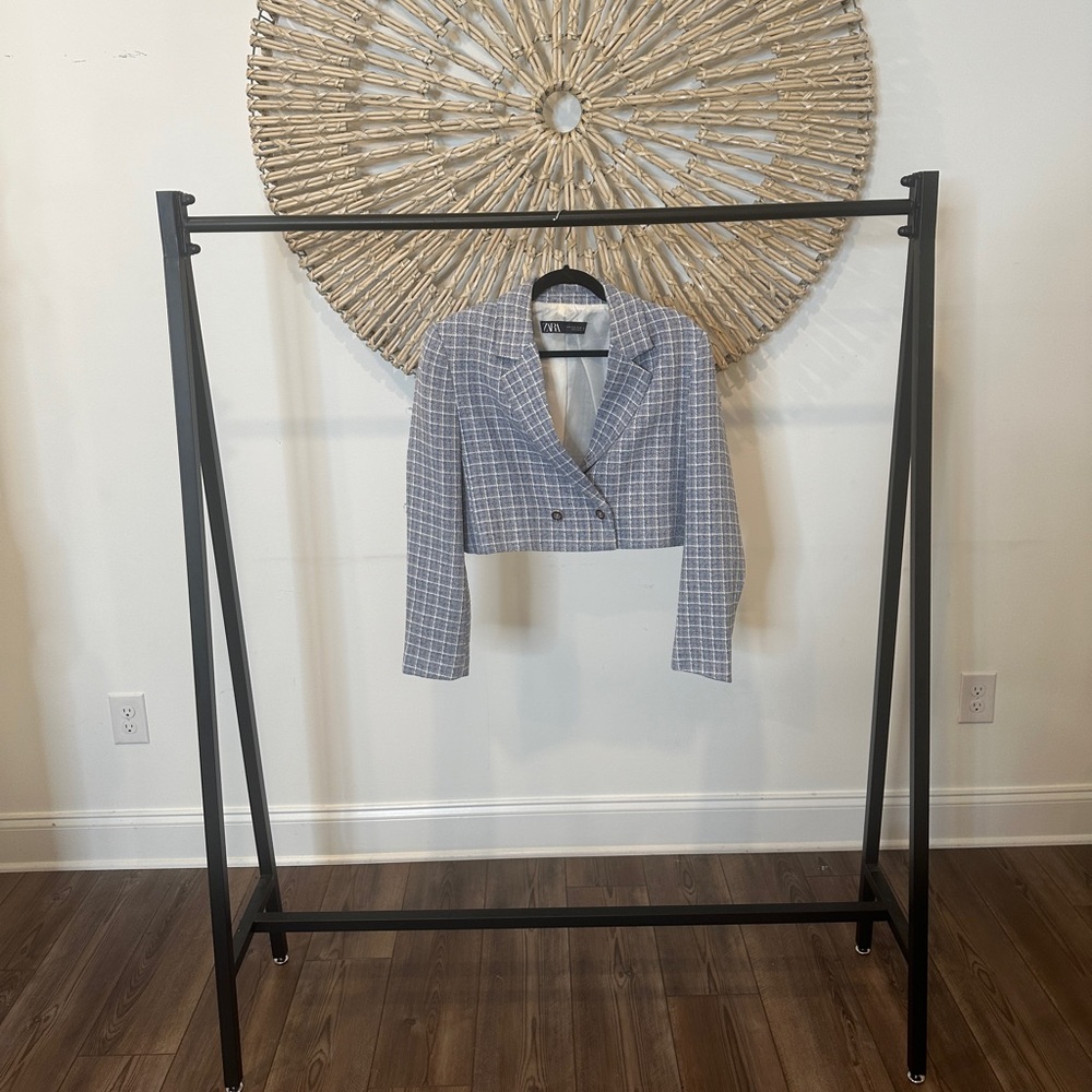 ZARA BABY BLUE TWEED CROPPED BLAZER